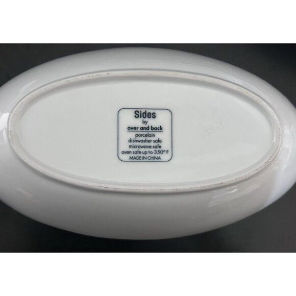 Sides by Over and Back White Oval Porcelain Serving Bowl Dish 12" Long - Picture 2 of 5